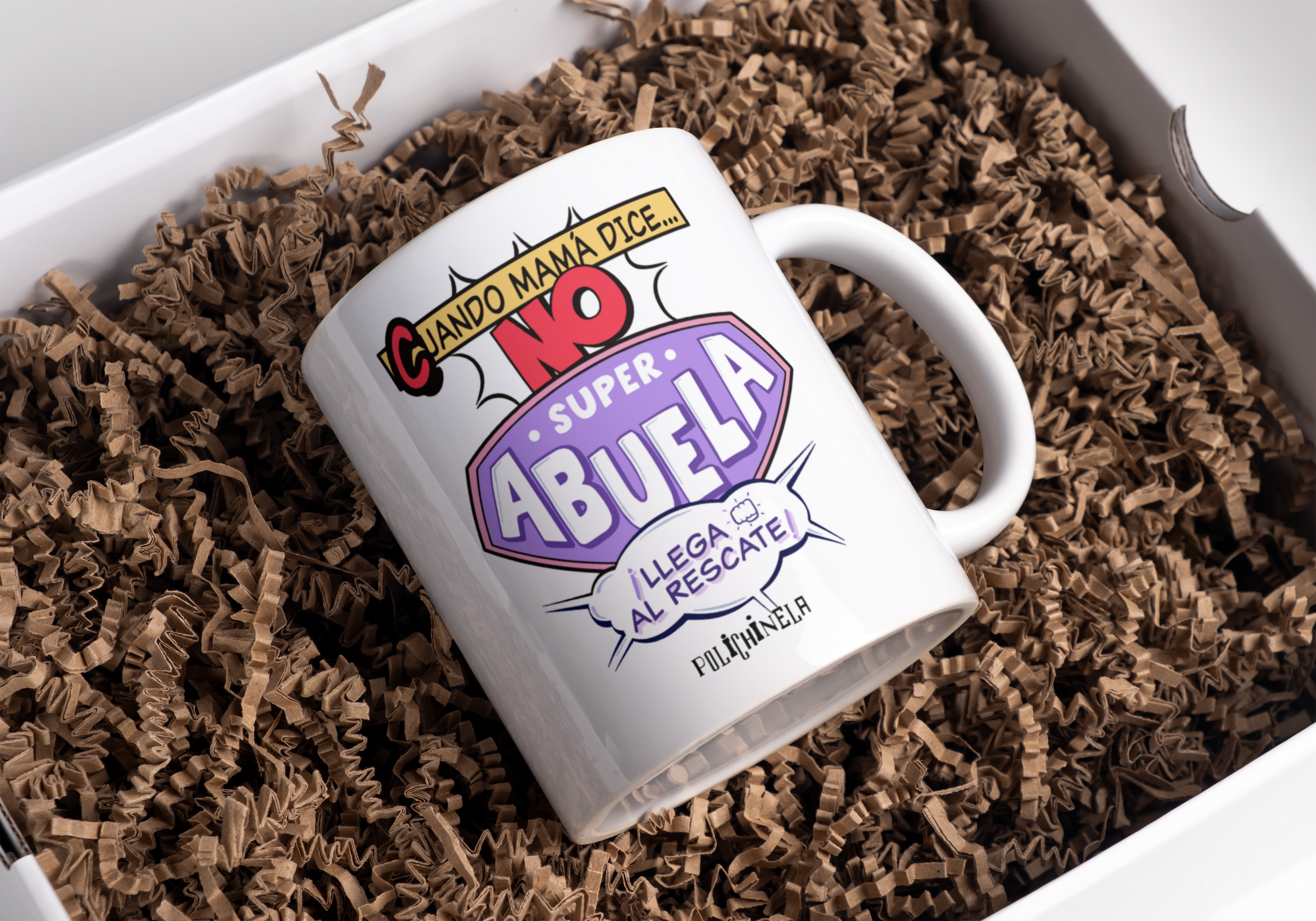 Taza "Cuando mamá dice NO, súper abuela al rescate"