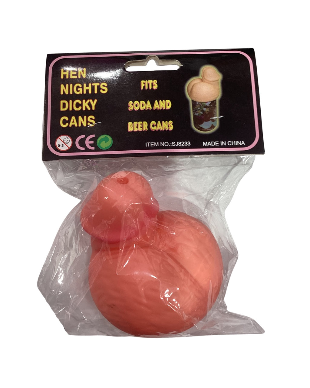 Tapa de broma con forma de pene en embalaje original