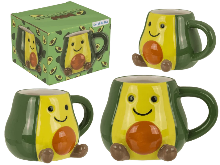 Taza aguacate kawaii de dolomita 370 ml en caja de regalo