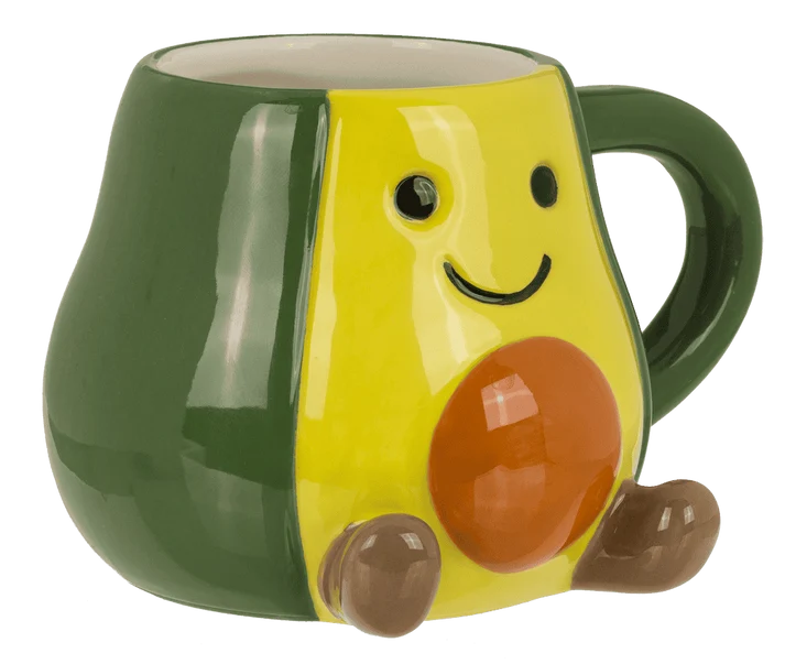 Taza aguacate kawaii 370 ml detalle lateral y asa