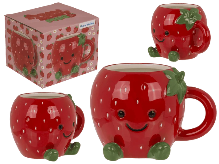 Taza fresa kawaii de dolomita 410 ml en caja de regalo