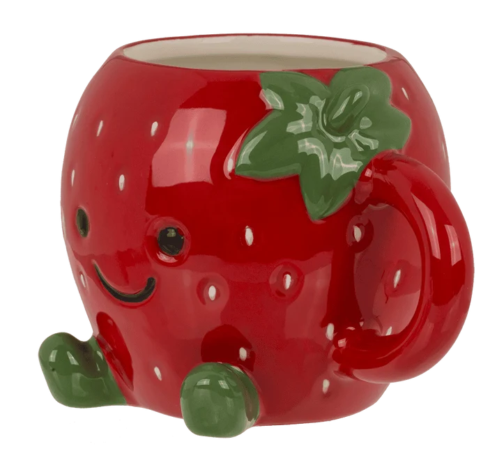 Taza fresa kawaii 410 ml detalle lateral y asa