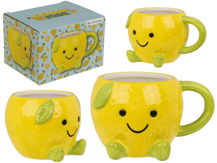 Taza limón kawaii de dolomita 385 ml en caja de regalo