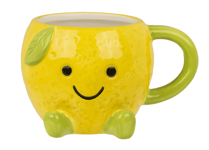 Taza limón kawaii de dolomita 385 ml vista frontal