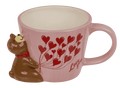Taza rosa de 300 ml con oso en relieve y globos de corazones - fotografía 2