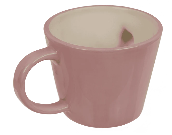 Taza rosa de 300 ml con oso en relieve y globos de corazones - fotografía 5