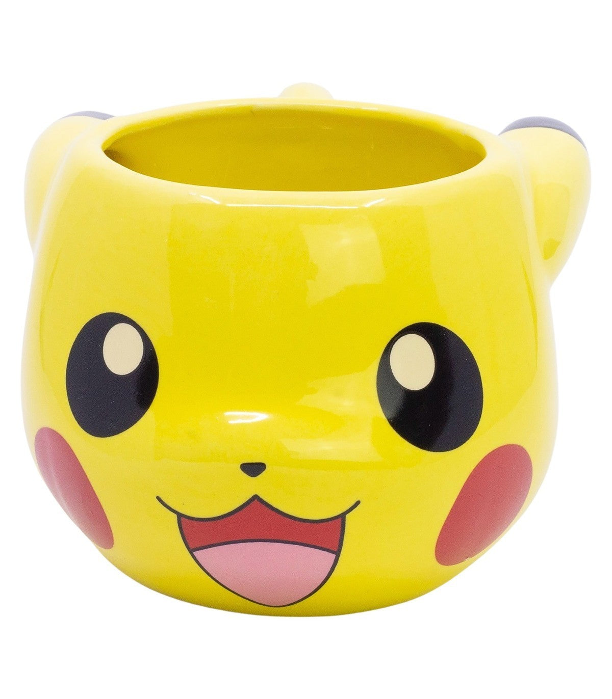 Taza Pokémon Pikachu 3D amarilla 500 ml detalle frontal