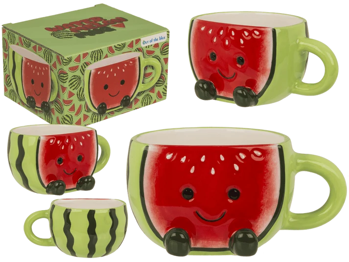 Taza sandía kawaii de dolomita 370 ml en caja de regalo