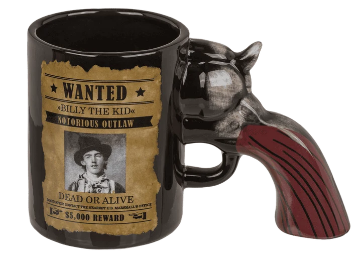 Taza Wanted Billy the Kid 400 ml con asa en forma de revólver