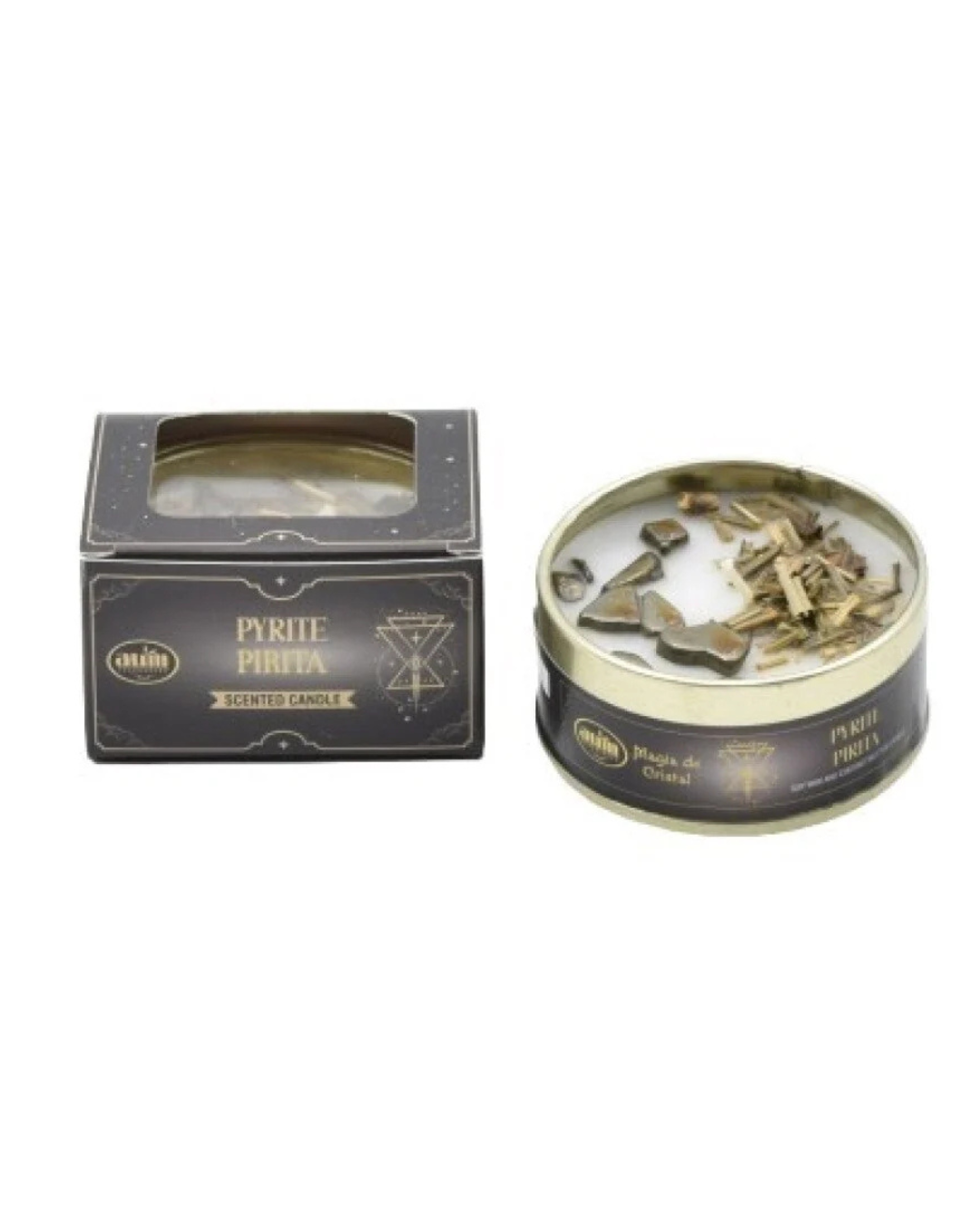 AUM Magia de Cristal – Vela Aromática con Pirita 65 g