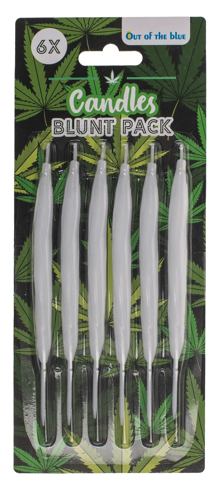 Pack de 6 velas blancas con forma de porro en blíster